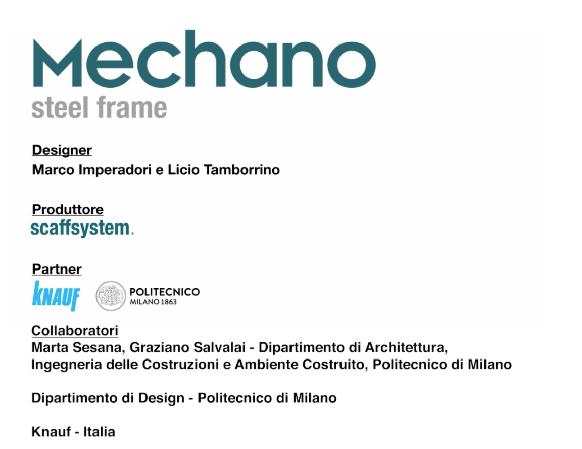 Premio Compasso d'oro | Mechano Steel Frame