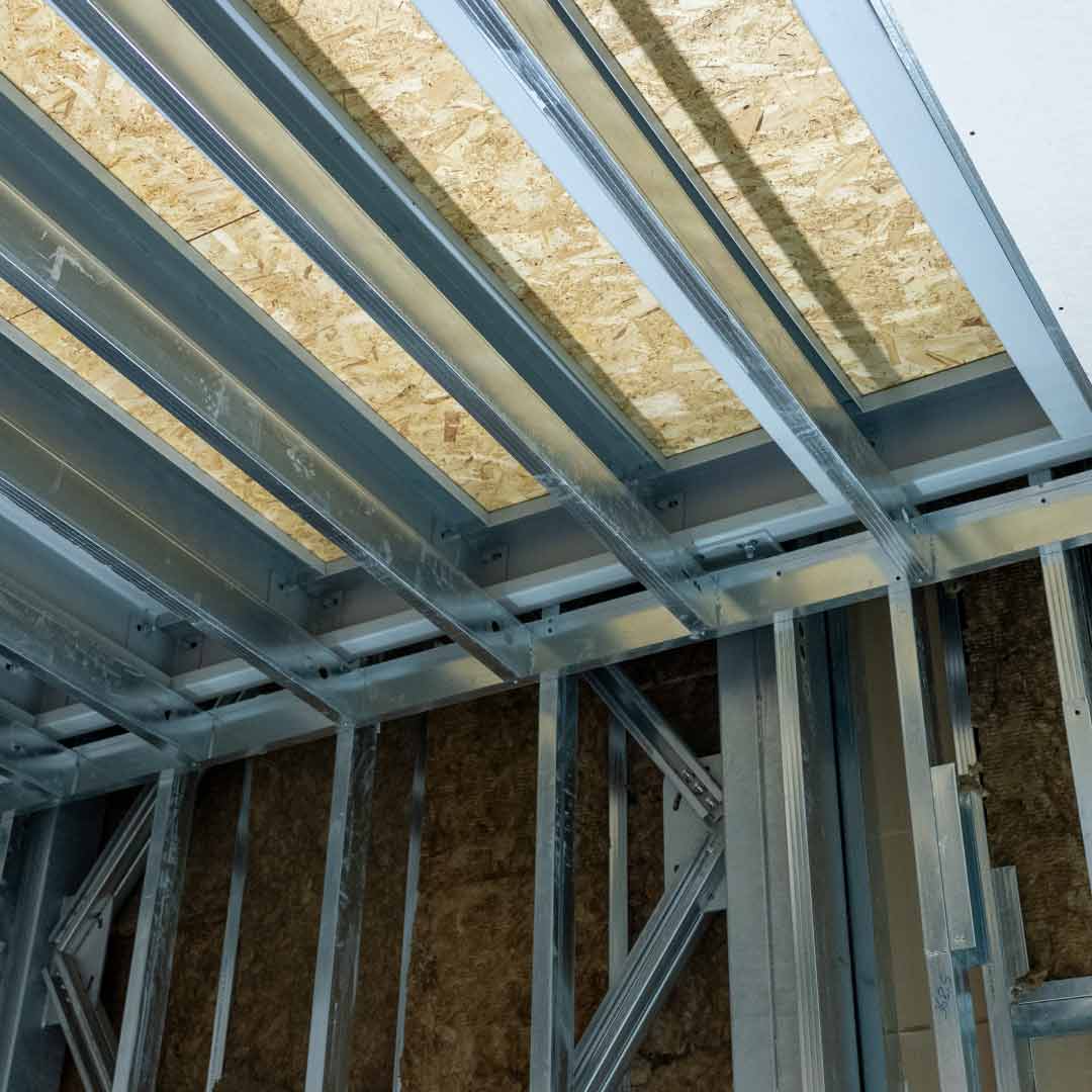 Struttura Light Steel Frame tamponata con isolamento ad alta densit&agrave; per edificio ZEB a emissioni zero